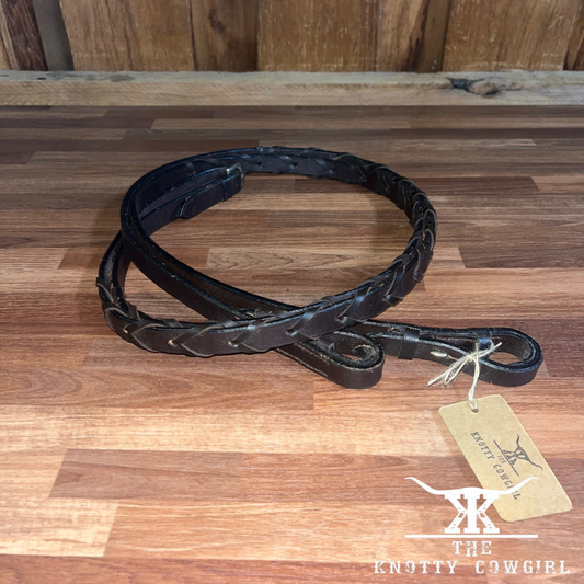 Dark Brown Braided English Reins