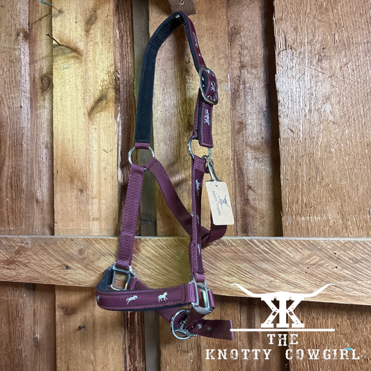 Burgundy Silver Horse Full Halter (New)