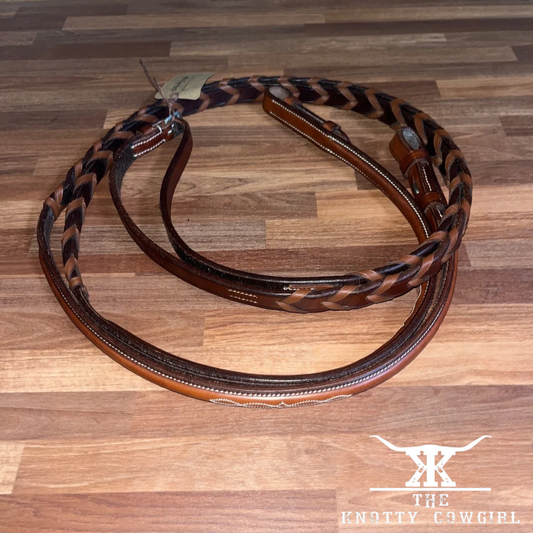 Classic Equine Two toned Braided English Reins