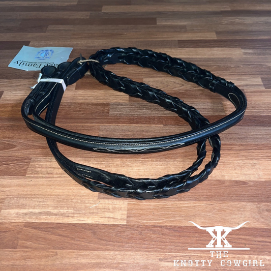 Sage Family Blk Raised Braided English Reins