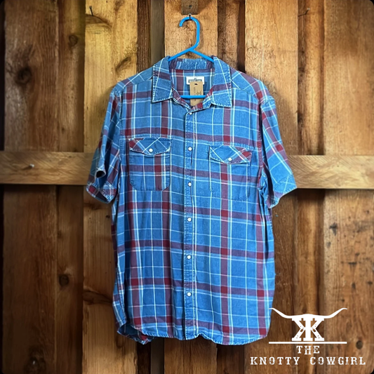 Sz L Distillery Blue Plaid S/S S/U Shirt