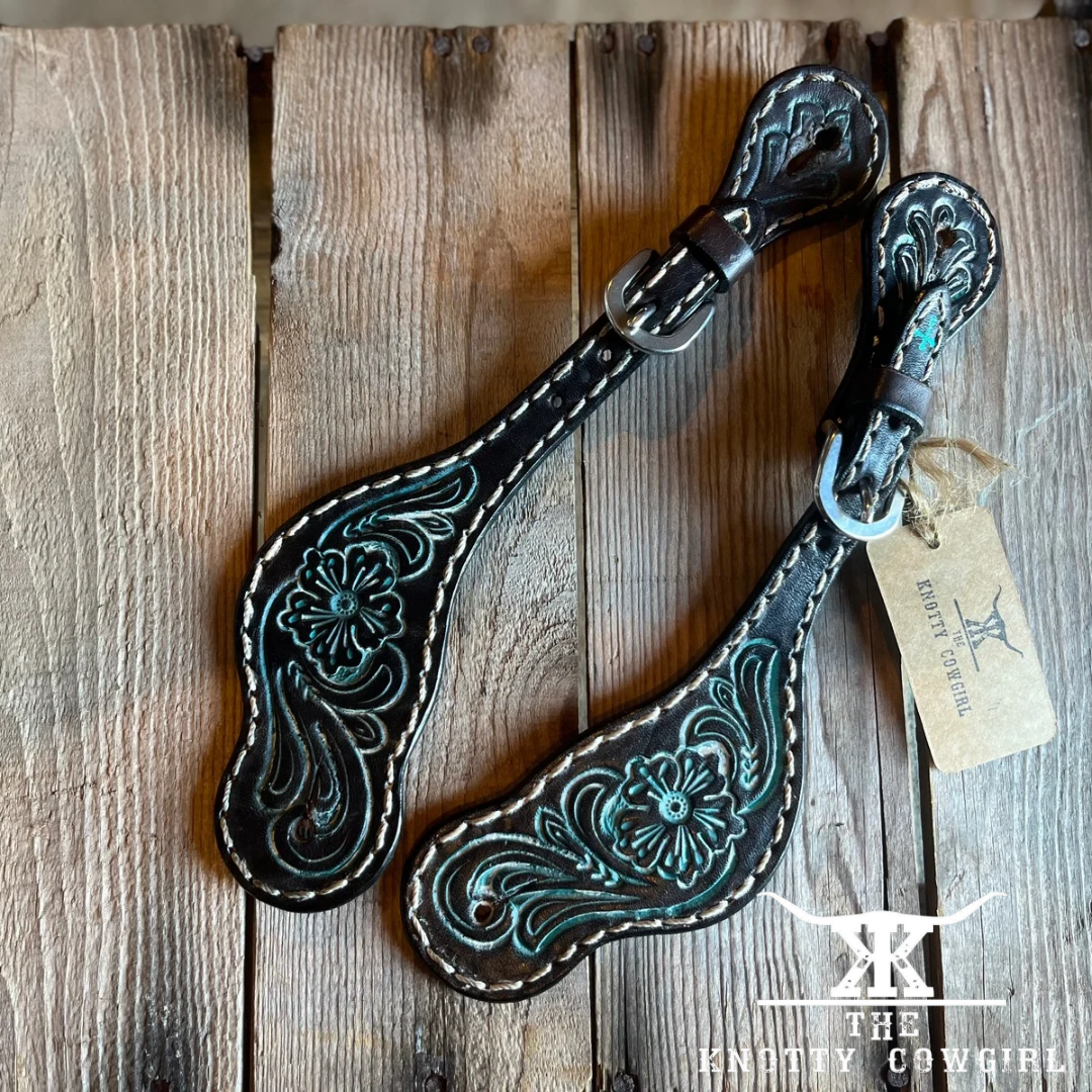 Blk/Teal Western Spur Straps