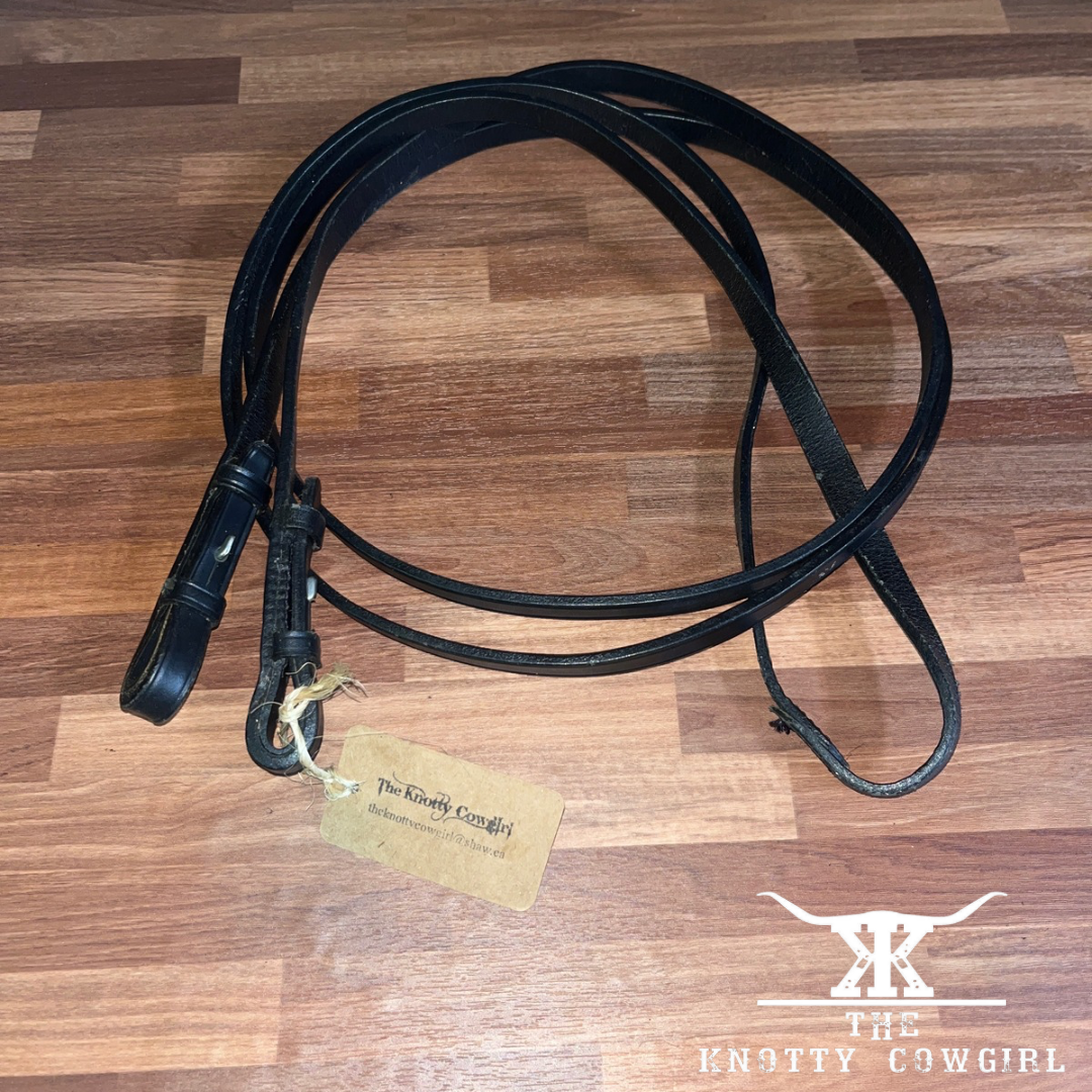 Black Thin Leather English Reins