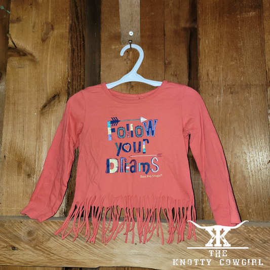 Sz 2T Kids  Follow Your Dreams Tasseled L/S T Shirt