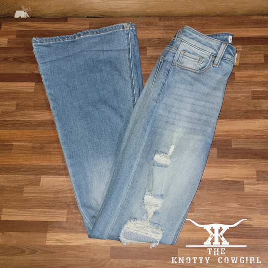 Sz 1 Cello Flare Torn Western Jeans