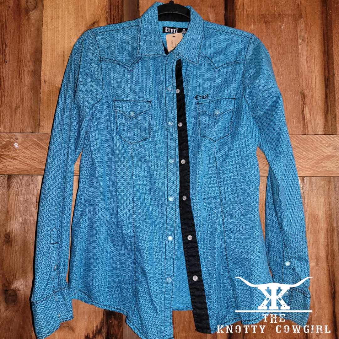 Sz Med Teal Cruel Girl L/S S/U  Western Shirt