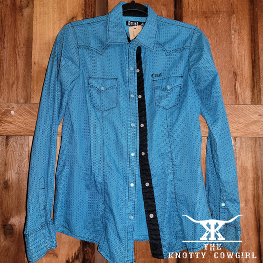 Sz Med Teal Cruel Girl L/S S/U  Western Shirt