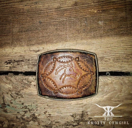 Horse Head Leather Belt Buckle