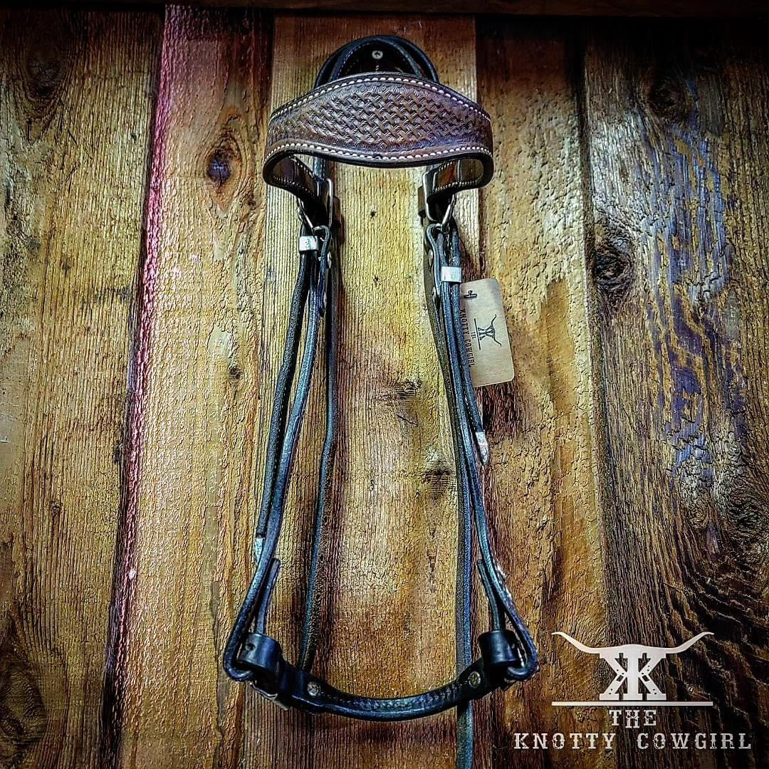 Basket Weave Western Headstall w Conchos