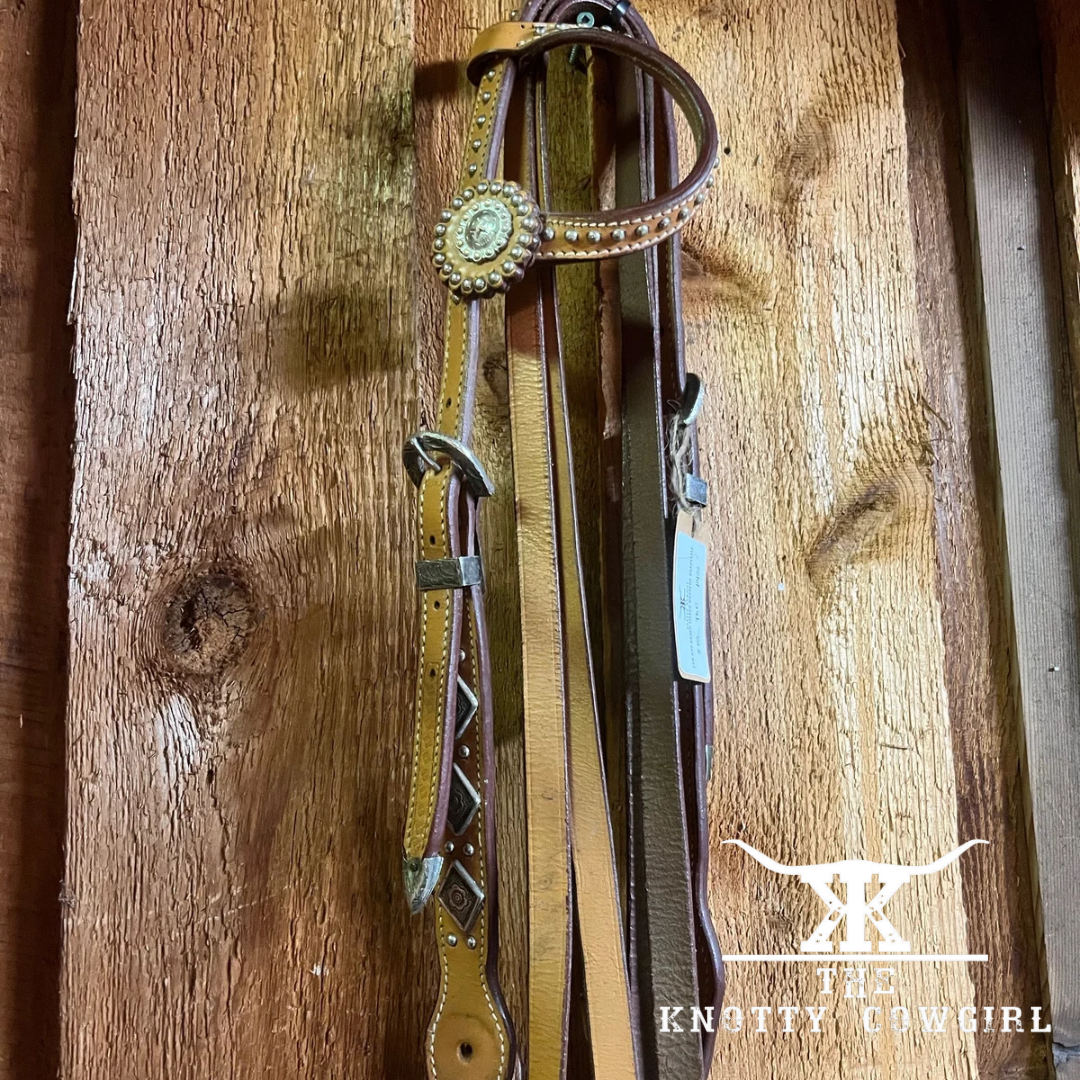 Tan One-Eared Silver Western Headstall