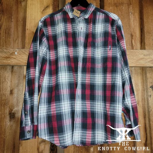 Sz Lrg Woolrich Mens Plaid L/S B/U Shirt