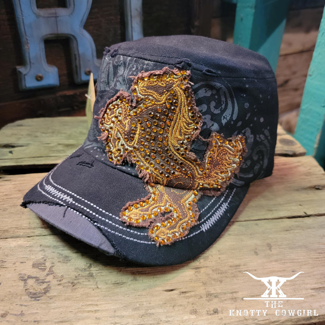 Black LOGA Copper Studded Horse Ball Cap