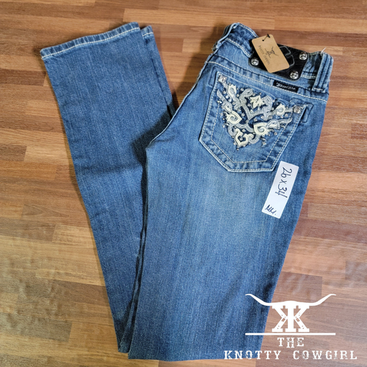 Sz 26x34 Miss Me Straight Leg Jeans